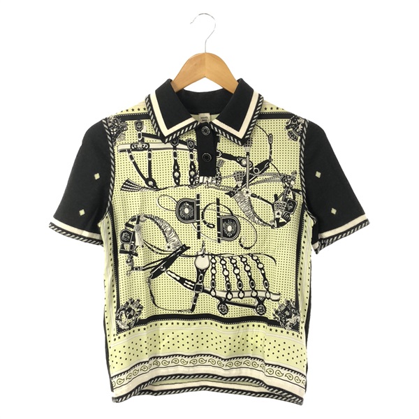 HERMES Polo shirt Tops cashmere silk Black yellow Used Women size 38