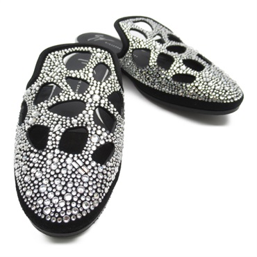 GIUSEPPE ZANOTTI Pumps shoes flat leather Bijoux Black Used Women size 35