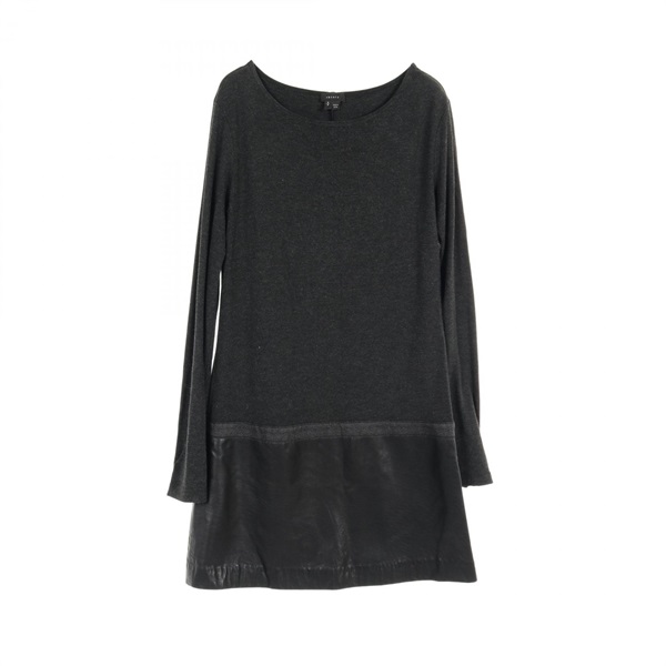 theory KEIRAN CLASSICAL Dress 01-3305530 Rayon leather Gray Black Used Women S