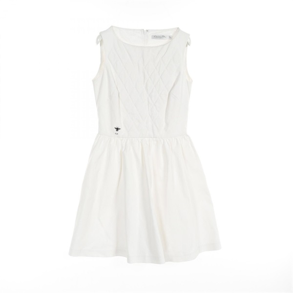 Dior BEE embroidery Dress 7E21630L1306 cotton White Used Women size 36