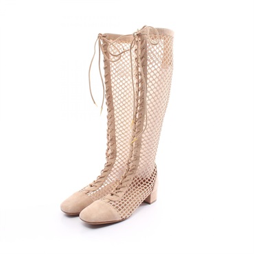 Dior Mesh Long boots shoes Suede fabric Beige Used Women size 35