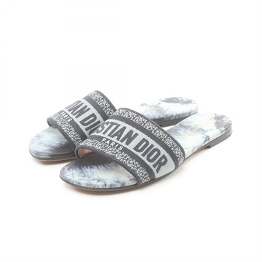 Dior Dway Sandals shoes flat canvas Navy Blue Used Women logo size 35