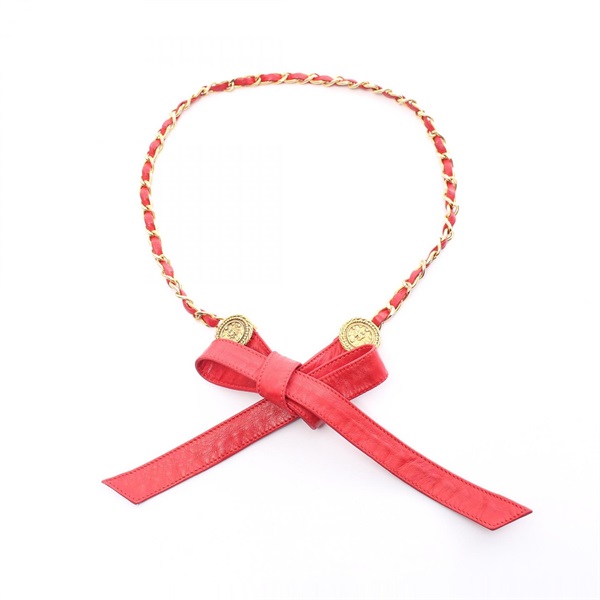 CHANEL COCO Mark belt lambskin leather Red Used Women GHW CC