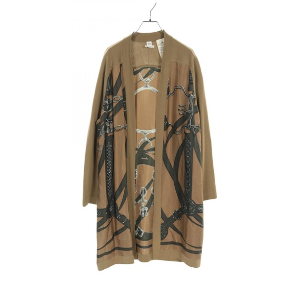 HERMES cardigan #42 knitwear silk wool Brown Multicolor Used