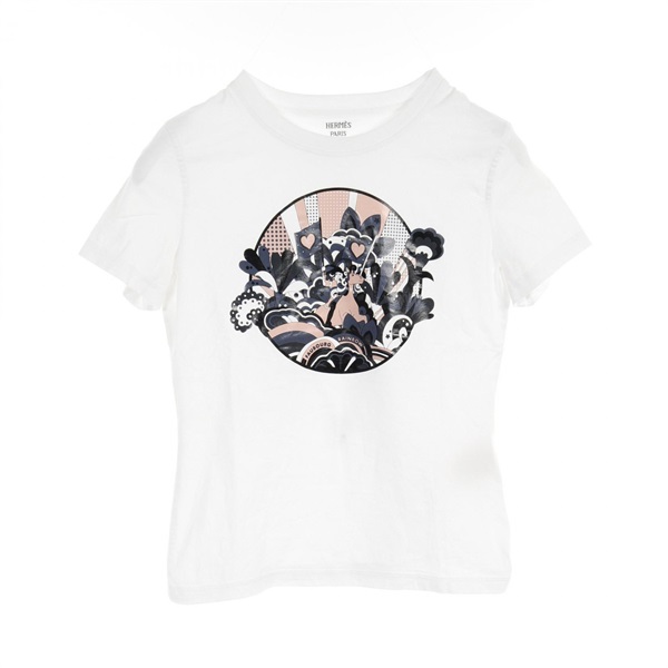 HERMES Micro Cartouche T-shirts Tops 2E4613DU cotton White Used Women size 36