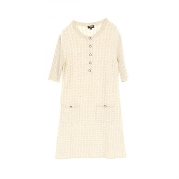CHANEL Dress P57107K07456 wool Mohair White Used Women size 38 CC Coco