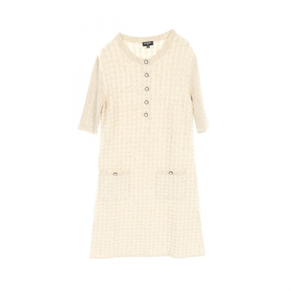 CHANEL Dress P57107K07456 wool Mohair White Used Women size 38 CC Coco