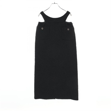 CHANEL CC Dress P72686V62937 wool silk Black Used Women Coco #38