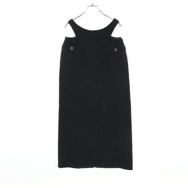 CHANEL CC Dress P72686V62937 wool silk Black Used Women Coco #38