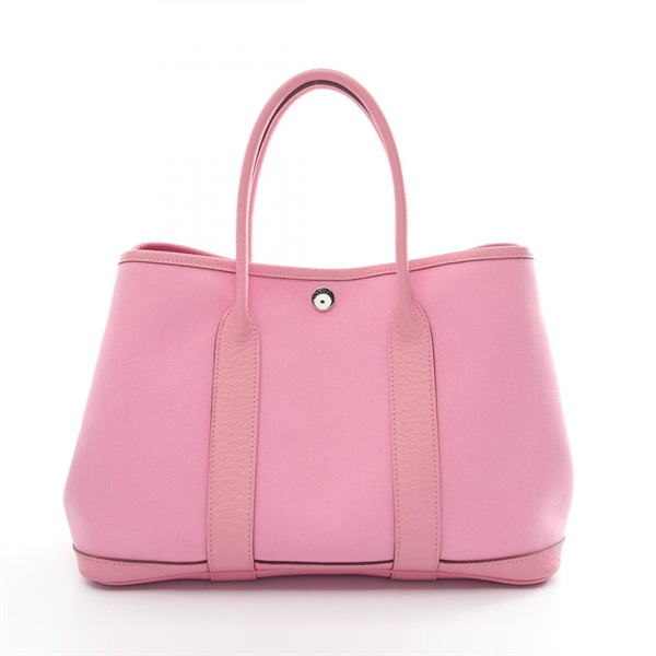 HERMES Garden party TPM Tote Bag M Toile officier Chevre Pink Used SHW