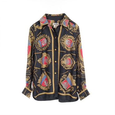 HERMES FLVCTVAT NEC MERGITVR blouse #40 shirt navy multicolor Used