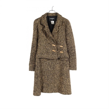 CHANEL suit #38 jacket skirt P16176V08872 wool tweed Black Gold Used