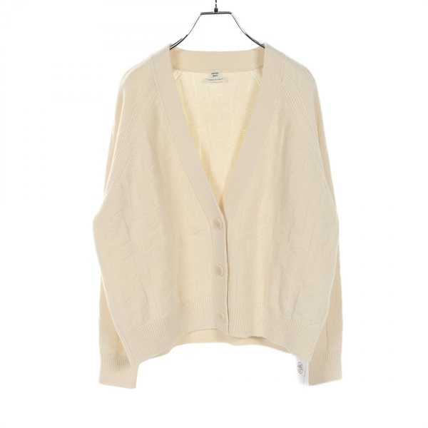 HERMES H emboss cardigan knitwear 2707D3 wool White #38
