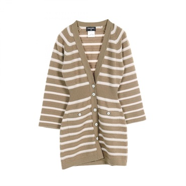 CHANEL CC cardigan P51639K06641 cashmere Brown White Used Women Coco #36