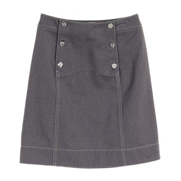 HERMES skirt #34 jupe mini cotton Navy Used