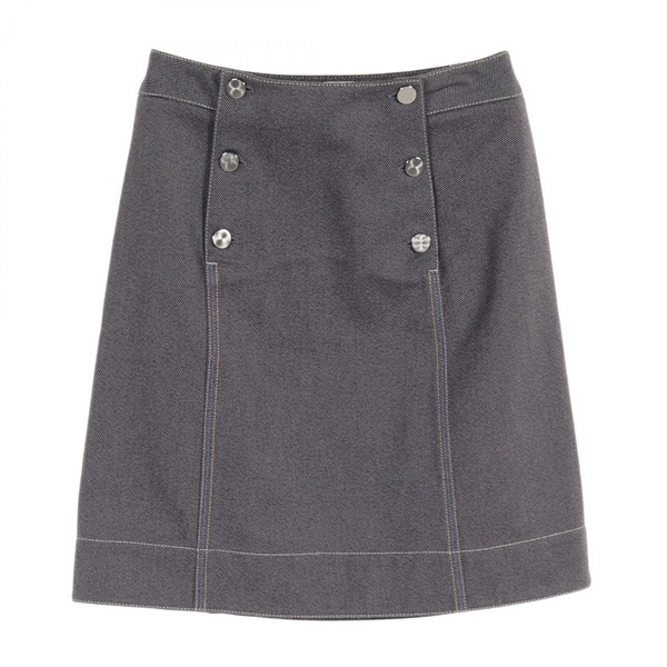 HERMES skirt #34 jupe mini cotton Navy Used