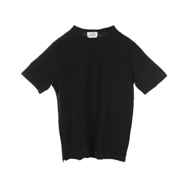 HERMES T-shirt L size short sleeves cotton Black Used