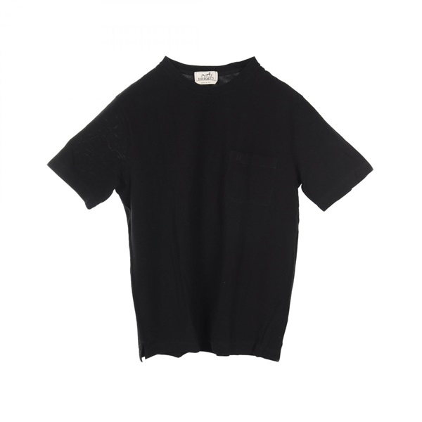 HERMES T-shirt L size short sleeves cotton Black Used
