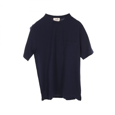 HERMES T-shirt short sleeves XL size cotton Navy mens
