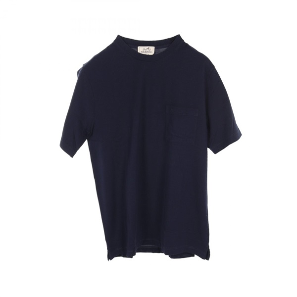 HERMES T-shirt short sleeves XL size cotton Navy mens