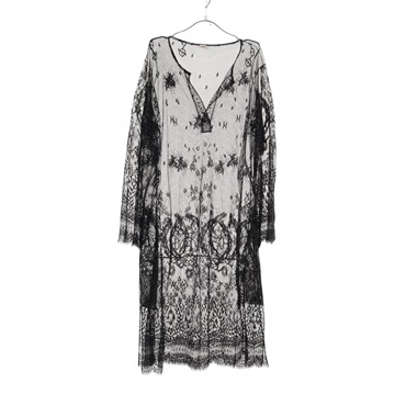 HERMES Dress #36 Nylon Tactel Black Used Women