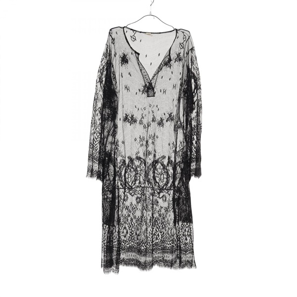 HERMES Dress #36 Nylon Tactel Black Used Women