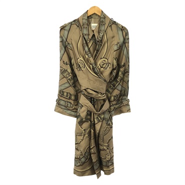 HERMES Silk long coat #40 Brown Used