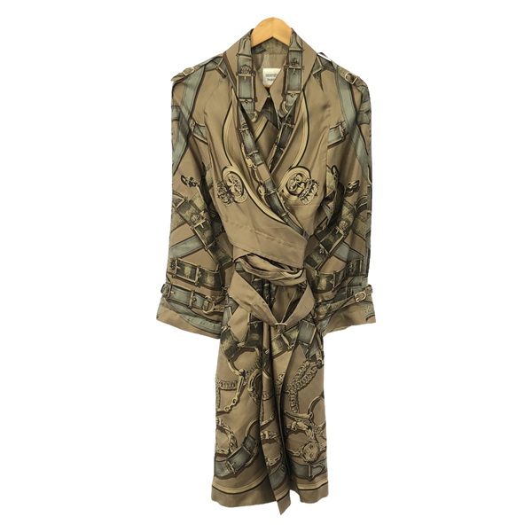 HERMES Silk long coat #40 Brown Used