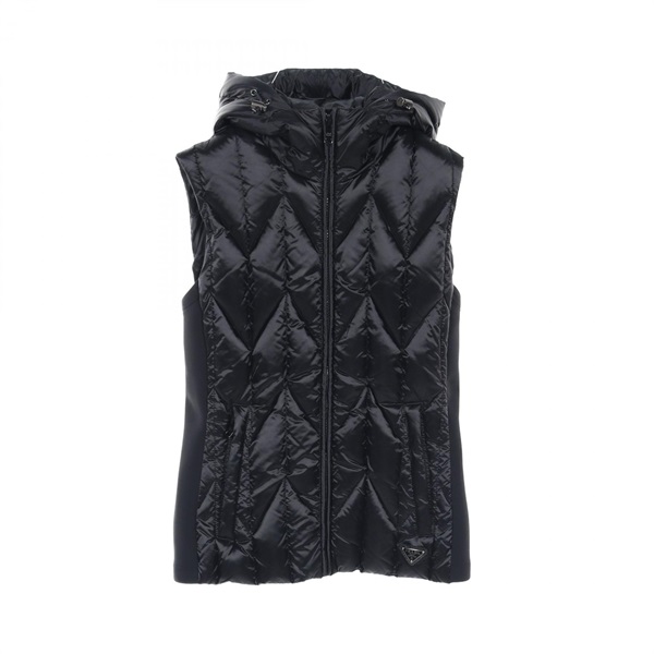 PRADA Down Puffer vest 29B984 Nylon Black Used Women #38