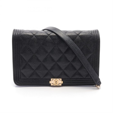 CHANEL Boy Matelasse Shoulder Bag AP1117 Leather Grained calfskin Black Used CC