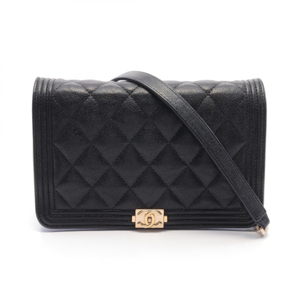 CHANEL Boy Matelasse Shoulder Bag AP1117 Leather Grained calfskin Black Used CC