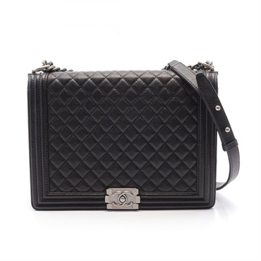CHANEL Boy Chanel Large Matelasse Shoulder Bag A67087 Grained calfskin Black CC