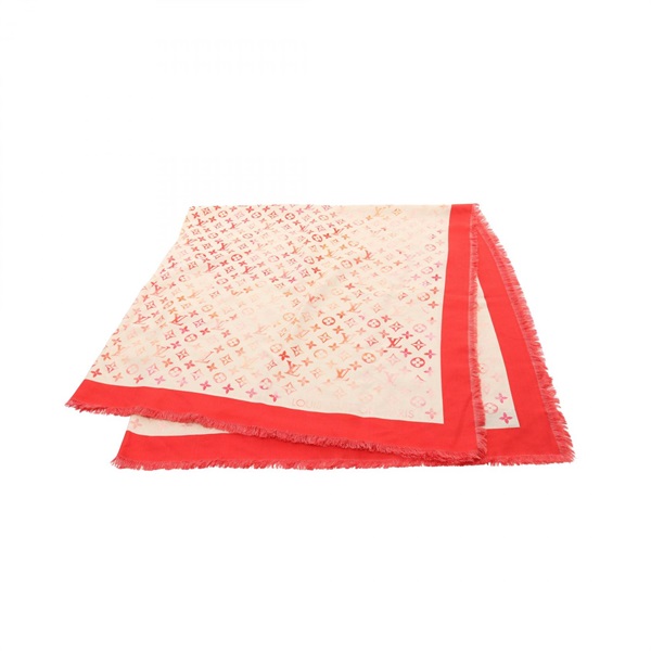 LOUIS VUITTON Sunrise Aquarelle Shawl Scarf M79848 silk wool Beige Red Used LV