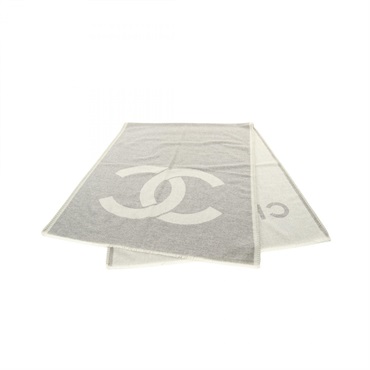 CHANEL COCO Mark Stall Scarf cashmere Gray Used Women CC