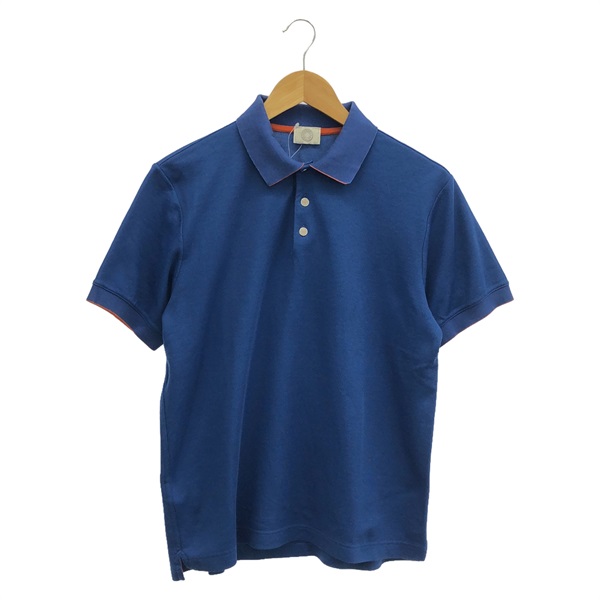 HERMES mens Polo shirt tops cotton Blue Used mens size L