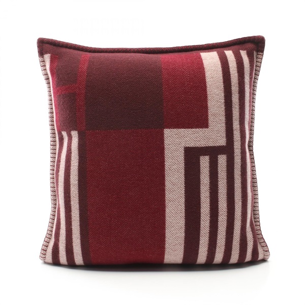 HERMES Itaque cushion H103431M wool cashmere Bordeaux white Used unisex