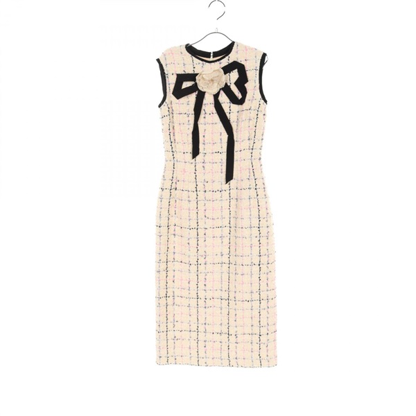 GUCCI Dress 550266 cotton Nylon acrylic Beige Black Pink Used Women size 36