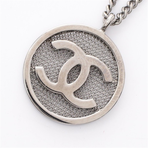 CHANEL COCO Mark Mesh Necklace Pendant Stainless Steel Used women CC