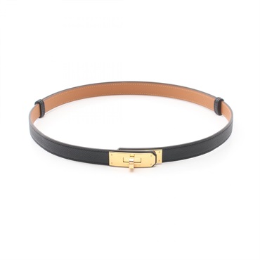 HERMES Kelly belt ceinture Epsom leather Black GHW