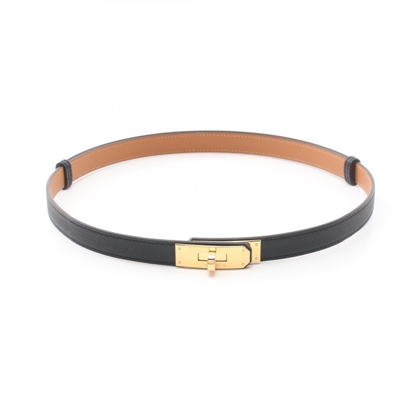 HERMES Kelly belt ceinture Epsom leather Black GHW