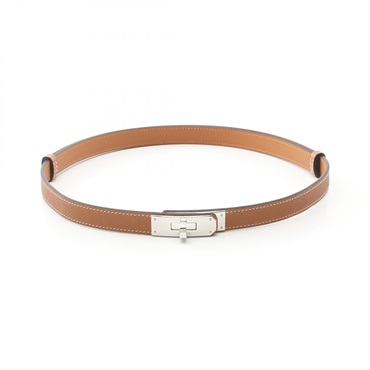 HERMES Kelly belt ceinture W Epsom leather Brown Gold SHW