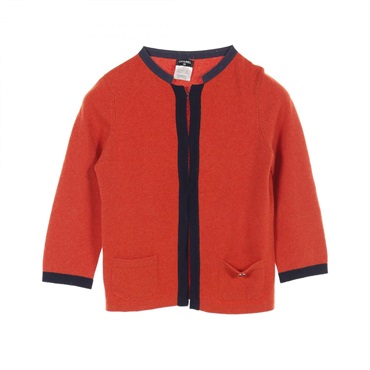 CHANEL cardigan knitwear #38 P40668K03010 cashmere Orange Navy Used