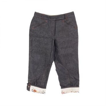 HERMES CIRQUE MOLIER Denim pants short #34 silk Fabric silk Navy Used