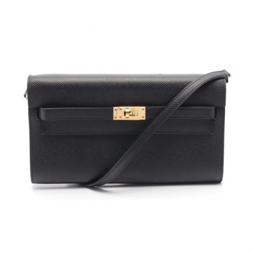 HERMES Kelly to go Shoulder crossbody Bag Z Epsom leather Black Used GHW