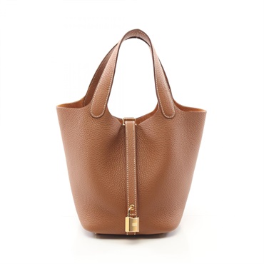 HERMES Picotin Lock PM Hand bag W Taurillon Clemence Gold GHW