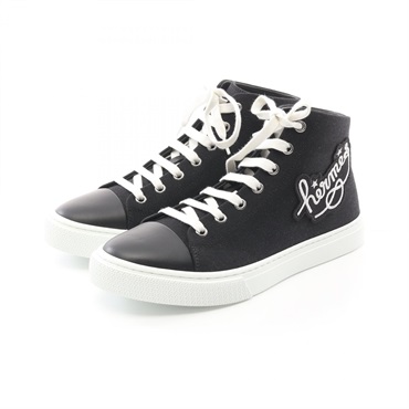 HERMES Illico sneakers shoes #38.5 canvas Black Multicolor mens