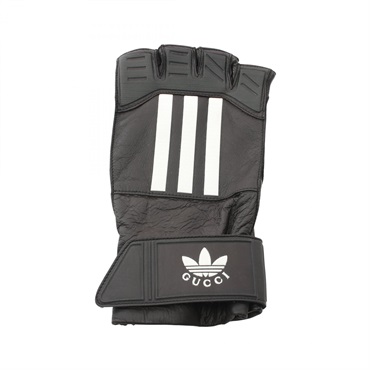 GUCCI adidas Trefoil gloves gants 22cm leather Black Used mens