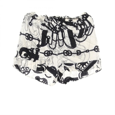 HERMES Pants 2E0427DW silk White Black White Used Women size 38