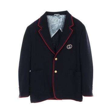 GUCCI With GG emblem Tailored jacket 590578 wool cotton Navy Bordeaux Used mens
