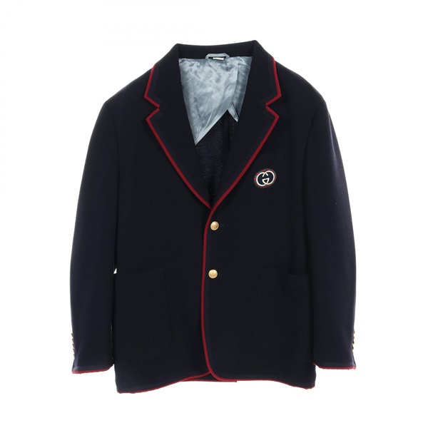GUCCI With GG emblem Tailored jacket 590578 wool cotton Navy Bordeaux Used mens
